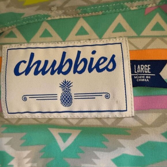 Chubbies Men's High Low Hem Aztec Print Short Sleeve Polo Shirt Multicolor Large - Picture 3 of 7